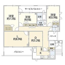 グランペルフェクティオ 3LDKの間取図画像