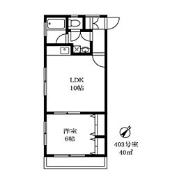 大野マンション 1LDKの間取図画像