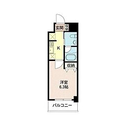 サンフル用賀 1Kの間取図画像