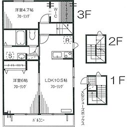 ルストシュトラール 2LDKの間取図画像