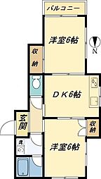 リンカン2in1 2DKの間取図画像