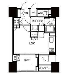 プレミスト渋谷宮益坂 10階1LDKの間取り
