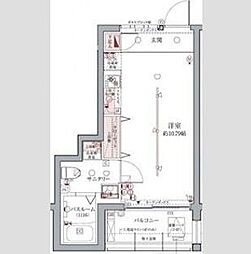 ラグディア高輪 3階ワンルームの間取り
