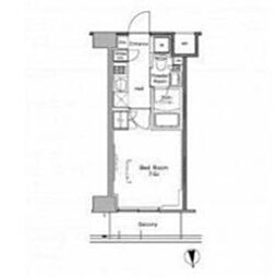プラウドフラット南品川 5階1Kの間取り