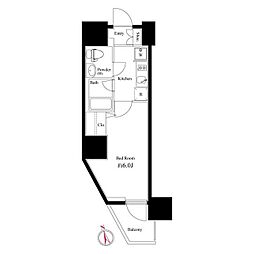 Log品川サンズ 11階1Kの間取り