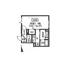 Dio　dell’　acqua　西大井 1階1Kの間取り