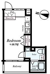 ラグディア高輪 ワンルームの間取り