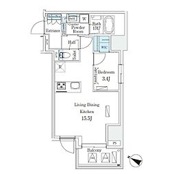 渋谷区東3丁目マンション 1LDKの間取図画像