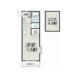 グレースハイム山王 ワンルームの間取図画像