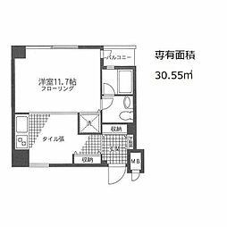 プライザイースト ワンルームの間取図画像