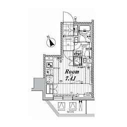 メイクスデザイン芝公園 ワンルームの間取図画像