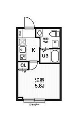 REPURE大鳥居 1Kの間取図画像