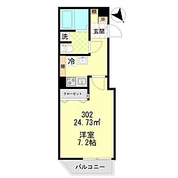 カノープス南大井A 1Kの間取図画像