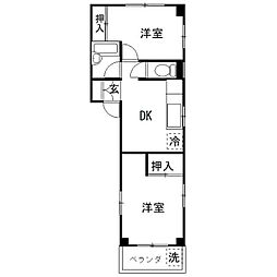 コスモヘブン 2DKの間取図画像