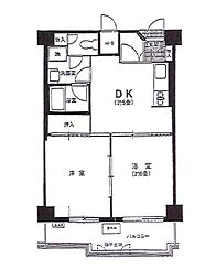 三越ゼームス坂マンションC棟 2DKの間取図画像