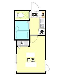 エフスクエア 1Kの間取図画像