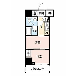 スパシエ蒲田グランドタワー 2Kの間取図画像