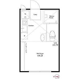カルム大岡山 2階ワンルームの間取り