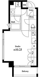 カスタリア尾山台 3階ワンルームの間取り
