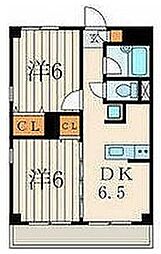 シャトーNAKANO 3階2DKの間取り