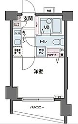 エコロジー都立大学レジデンス 6階1Kの間取り