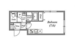 LEGALAND都立大学II 3階ワンルームの間取り