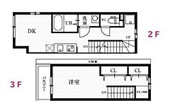 ミハス学芸大学 2階1DKの間取り
