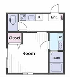 トイクレスト菊名B棟 1Kの間取図画像
