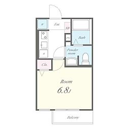 ベラフォレスタ上野毛 1Kの間取図画像