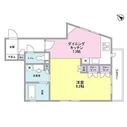 サンアベニュー田園調布 1DKの間取図画像