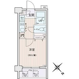エコロジー都立大学レジデンス 1Kの間取図画像