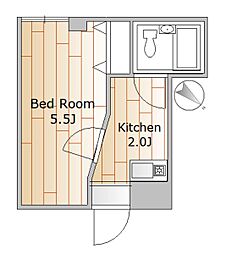 角屋ビル 1Kの間取図画像