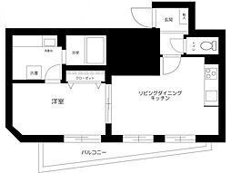 フルセイル品川 5階1LDKの間取り