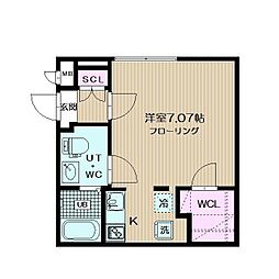 ブランシェ荏原中延 2階ワンルームの間取り