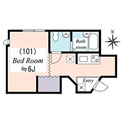 CIRO山王 1階1Kの間取り