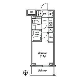GENOVIA大崎skygarden 3階1Kの間取り