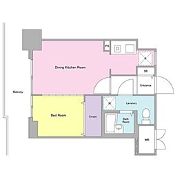 ラフュージュ大井町 1DKの間取図画像
