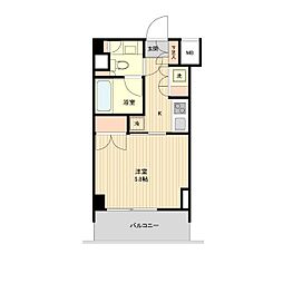萩中イースト 1Kの間取図画像