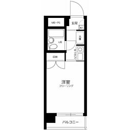 スカイコート戸越銀座 ワンルームの間取図画像
