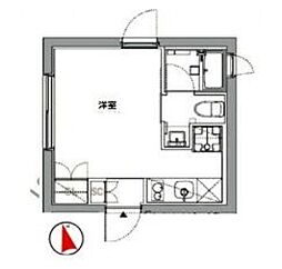 ミレドゥーエ三軒茶屋 4階ワンルームの間取り