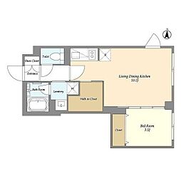 ガーデンレジデンス恵比寿 2階1LDKの間取り