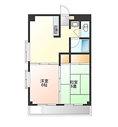 三益ビル 3階2DKの間取り