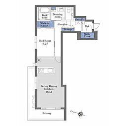 エタニティ富ヶ谷 2階1LDKの間取り