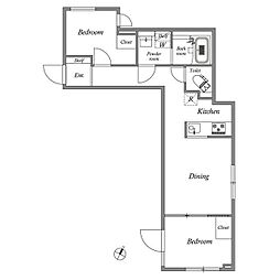 GRANPASEO碑文谷North 2DKの間取図画像