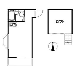 プリンセスコート代沢 ワンルームの間取図画像