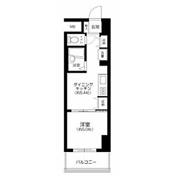 ヴィンテージ中目黒 1DKの間取図画像