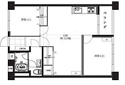大森駅前住宅1号棟 2LDKの間取図画像
