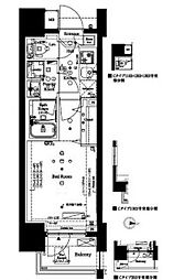 AXAS南品川 7階1Kの間取り