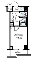 ルーブル西馬込弐番館 6階1Kの間取り
