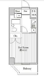 スペーシア池上 5階1Kの間取り